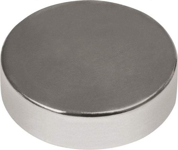 Mag-Mate - 1/2" Diam x 3/16" High Neodymium Rare Earth Magnet - 11.5 Lb Max Capacity, 180°F Max, Nickel Plated - Americas Industrial Supply