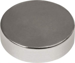 Mag-Mate - 1/2" Diam x 3/16" High Neodymium Rare Earth Magnet - 11.5 Lb Max Capacity, 180°F Max, Nickel Plated - Americas Industrial Supply