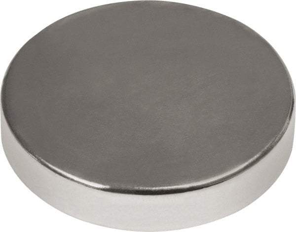 Mag-Mate - 1/2" Diam x 1/8" High Neodymium Rare Earth Magnet - 7.7 Lb Max Capacity, 180°F Max, Nickel Plated - Americas Industrial Supply