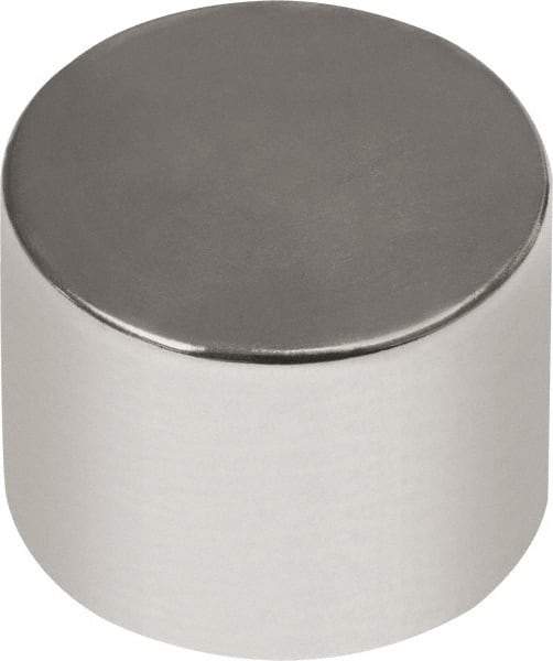 Mag-Mate - 1/2" Diam x 1/2" High Neodymium Rare Earth Magnet - 14.66 Lb Max Capacity, 180°F Max, Nickel Plated - Americas Industrial Supply