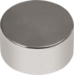 Mag-Mate - 1/2" Diam x 1/4" High Neodymium Rare Earth Magnet - 10.88 Lb Max Capacity, 180°F Max, Nickel Plated - Americas Industrial Supply