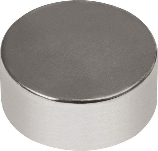 Mag-Mate - 1/2" Diam x 13/64" High Neodymium Rare Earth Magnet - 9.49 Lb Max Capacity, 180°F Max, Nickel Plated - Americas Industrial Supply