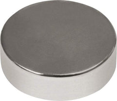 Mag-Mate - 1/2" Diam x 1/8" High Neodymium Rare Earth Magnet - 6.08 Lb Max Capacity, 180°F Max, Nickel Plated - Americas Industrial Supply