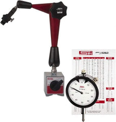 SPI - 0.001" Graduation, 1" Max Meas, 0-100 Dial Reading, Dial Indicator & Base Kit - 6-1/2" Base Diam - Americas Industrial Supply