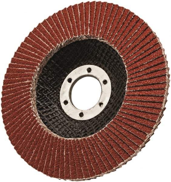 3M - 40 Grit, 5" Disc Diam, 7/8" Center Hole, Type 27 Ceramic Flap Disc - 12,000 Max RPM, Cloth Backing, Arbor Attaching System, Coated - Americas Industrial Supply