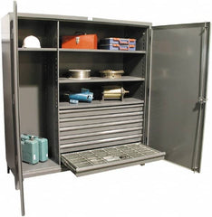 Strong Hold - 4 Shelf 6 Bin Locking Storage Cabinet - Steel, 72" Wide x 24" Deep x 78" High, Dark Gray - Americas Industrial Supply