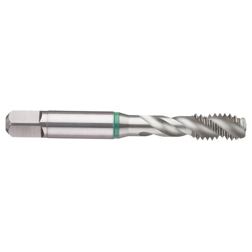 ‎5-44 3FL 2B Cobalt Spiral Flute Semi-Bott Green Ring Tap-Bright Finish-40 Degree Helix - Americas Industrial Supply