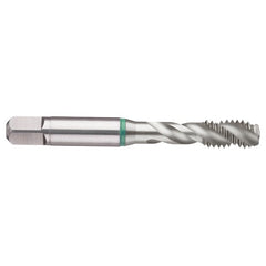 ‎5-44 3FL 2B Cobalt Spiral Flute Semi-Bott Green Ring Tap-Bright Finish-40 Degree Helix - Americas Industrial Supply