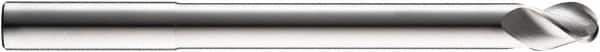 SGS - 1/2" Diam, 5/8" LOC, 3 Flute Solid Carbide Ball End Mill - Uncoated, Single End, 6" OAL, 1/2" Shank Diam, Spiral Flute - Americas Industrial Supply