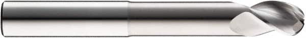 SGS - 3/4" Diam, 1" LOC, 3 Flute Solid Carbide Ball End Mill - Uncoated, Single End, 4" OAL, 3/4" Shank Diam, Spiral Flute - Americas Industrial Supply