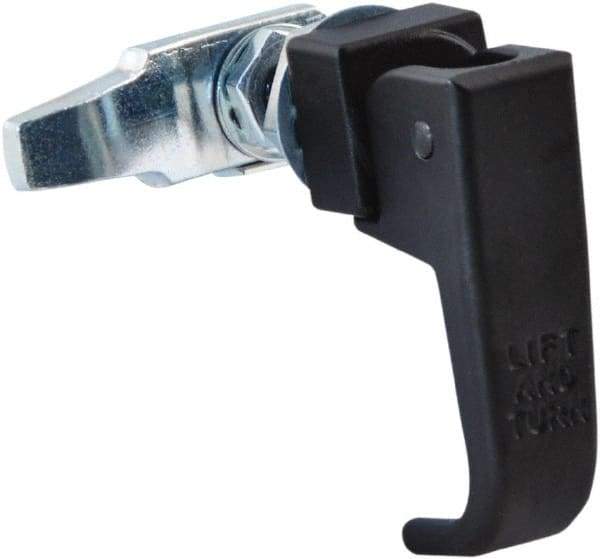 Made in USA - 2-1/4" Long x 3/4" Wide x 2.78" High, Lift & Turn Compression Latch - Zinc Plated Steel, with Black Powder Coat Finish - Americas Industrial Supply