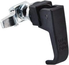 Made in USA - 2-1/4" Long x 3/4" Wide x 2.78" High, Lift & Turn Compression Latch - Zinc Plated Steel, with Black Powder Coat Finish - Americas Industrial Supply