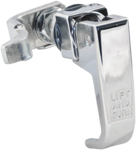 Made in USA - 2-1/4" Long x 3/4" Wide x 2.78" High, Lift & Turn Compression Latch - Zinc Plated Steel, with Polished Chrome Finish - Americas Industrial Supply