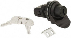 Made in USA - 2.07" Long x 1.13" Wide x .98" High, Push Knob Latch - Plastic, with Black Finish - Americas Industrial Supply
