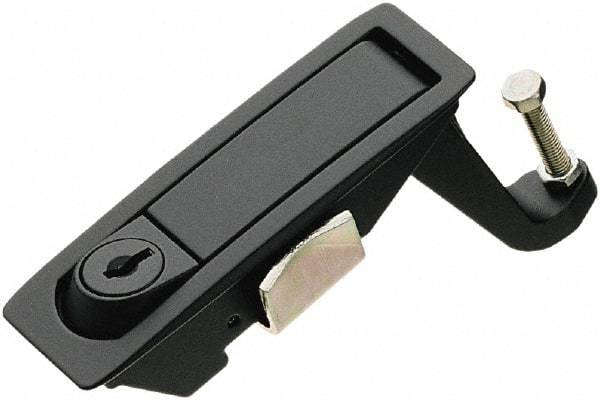 Made in USA - 4.29" Long x 1.61" Wide x 3.31" High, Lever Latch - Zinc Plated Steel, with Black Powder Coat Finish - Americas Industrial Supply