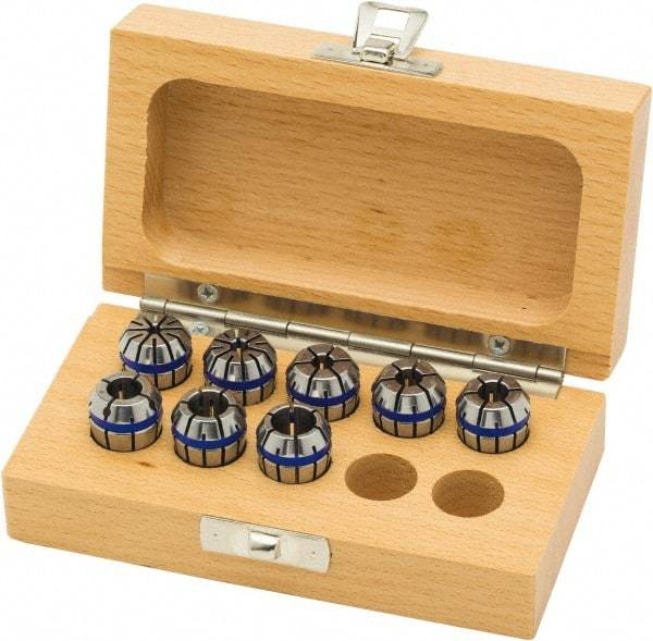 Parlec - 6 Piece, 1/4" to 3/4" Capacity, ER Coolant Collet Set - 0.00008" TIR, Series ER32 - Exact Industrial Supply