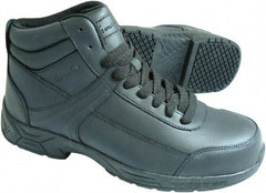 Genuine Grip - Unisex Size 4.5 Medium Width Steel Work Boot - Black, Leather Upper, Rubber Outsole, 6" High, Dielectric, Non-Slip - Americas Industrial Supply