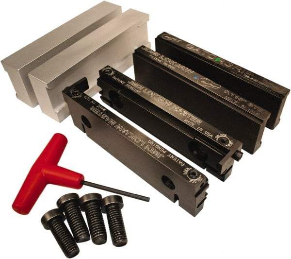 Jet Machining - 6" Jaw Width, " Jaw Height, Standard Vise Jaw Sets - Hardened Steel - Americas Industrial Supply
