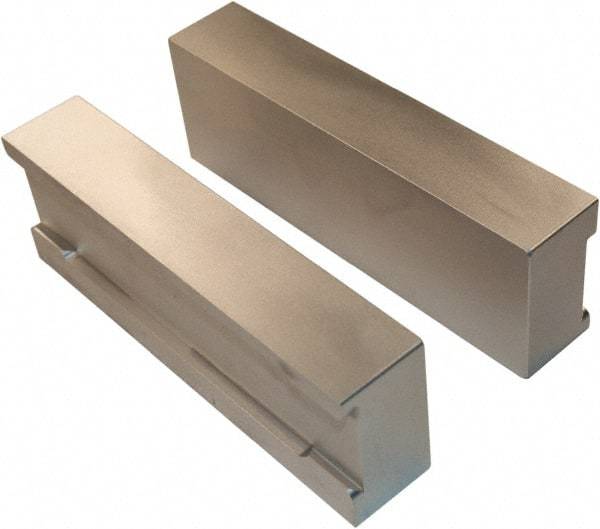 Jet Machining - 6" Wide x 2" High x 1-1/8" Thick, Flat/No Step Vise Jaw - Soft, Aluminum, Moveable Jaw, Compatible with 6" Vises - Americas Industrial Supply