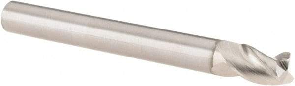 SGS - 1/4", 3 Flute, Single End, Solid Carbide, 0.015" Corner Radius End Mill - 2-1/2" OAL, 38° Helix, Right Hand Flute, 3/8" LOC, Right Hand Cut - Americas Industrial Supply