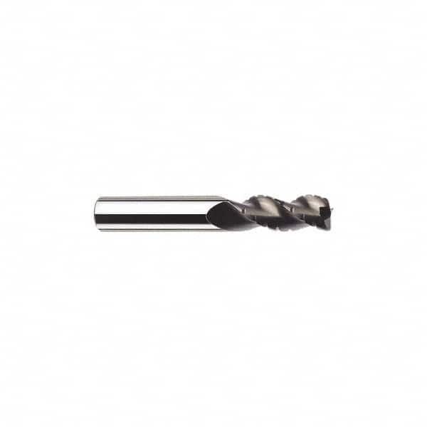 SGS - 5/8" Diam, 1-5/8" LOC, 3 Flute Solid Carbide 0.03" Corner Radius Roughing End Mill - Uncoated, 3-3/4" OAL, 5/8" Shank Diam, Single End, Centercutting, 38° Helix - Americas Industrial Supply