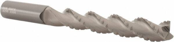 SGS - 5/8" Diam, Coarse Pitch, 3-3/4" LOC, 3 Flute Solid Carbide 0.03" Corner Radius Roughing End Mill - TiB2 Finish, 6" OAL, 5/8" Shank Diam, Single End, Centercutting, 38° Helix - Americas Industrial Supply