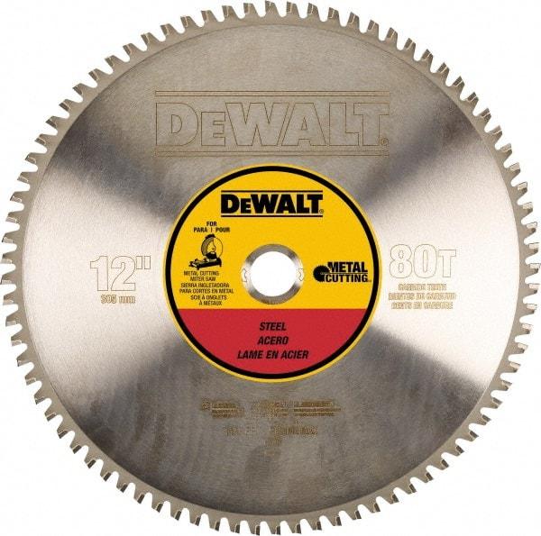 DeWALT - 12" Diam, 1" Arbor Hole Diam, 80 Tooth Wet & Dry Cut Saw Blade - Steel, Crosscutting Action, Standard Round Arbor - Americas Industrial Supply