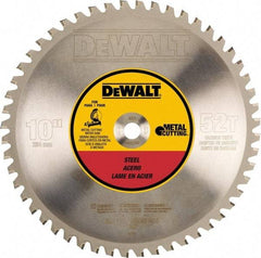 DeWALT - 10" Diam, 5/8" Arbor Hole Diam, 52 Tooth Wet & Dry Cut Saw Blade - Steel, Crosscutting Action, Standard Round Arbor - Americas Industrial Supply