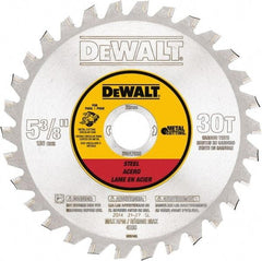 DeWALT - 5-3/8" Diam, 25/32" Arbor Hole Diam, 30 Tooth Wet & Dry Cut Saw Blade - Steel, Crosscutting Action, Standard Round Arbor - Americas Industrial Supply