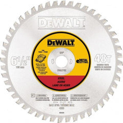 DeWALT - 6-1/2" Diam, 5/8" Arbor Hole Diam, 48 Tooth Wet & Dry Cut Saw Blade - Steel, Crosscutting Action, Standard Round Arbor - Americas Industrial Supply