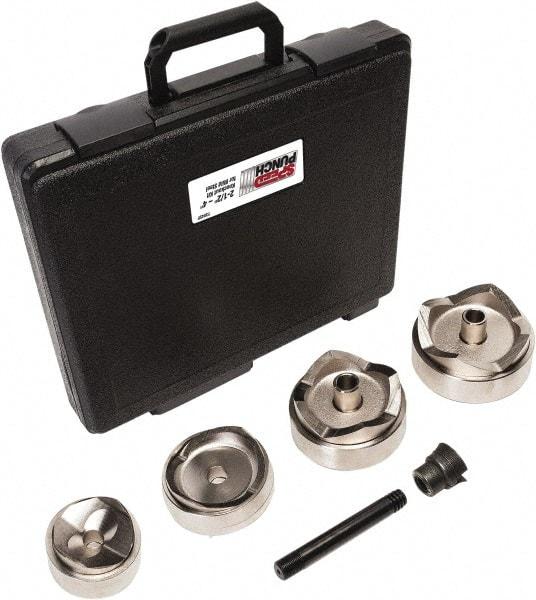 Greenlee - 7 Piece, 2.914 to 4.544" Punch Hole Diam, Power Knockout Set - Round Punch, 10 Gage Mild Steel - Americas Industrial Supply