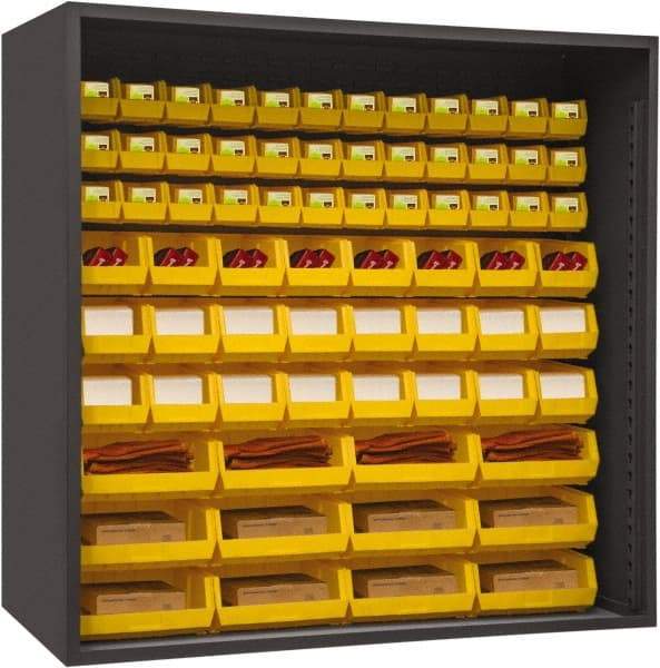 Durham - 72 Bin Enclosed Shelving - 72 Inch Overall Width x 24 Inch Overall Depth x 72 Inch Overall Height, Yellow Polyethylene Bins - Americas Industrial Supply