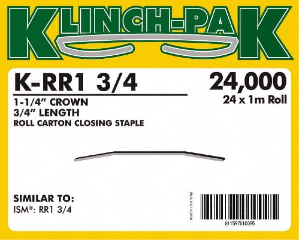 Klinch-Pak - 3/4" Long x 1-1/4" Wide, 0 Gauge Wide Crown Construction Staple - Steel, Copper Finish, Chisel Point - Americas Industrial Supply