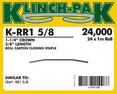 Klinch-Pak - 5/8" Long x 1-1/4" Wide, 0 Gauge Wide Crown Construction Staple - Steel, Copper Finish, Chisel Point - Americas Industrial Supply