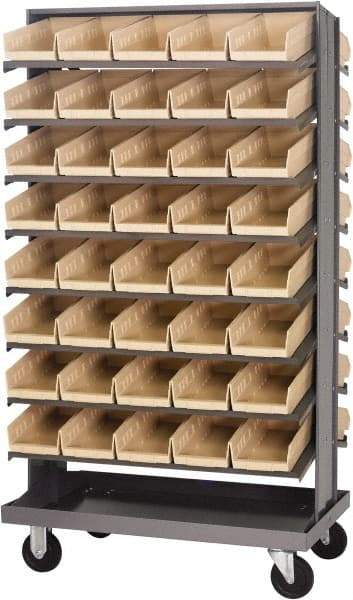 Quantum Storage - 80 Bin Sloping Shelf - 36 Inch Overall Width x 24 Inch Overall Depth x 66 Inch Overall Height, Ivory Polypropylene Bins - Americas Industrial Supply