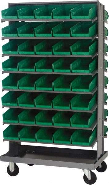 Quantum Storage - 80 Bin Sloping Shelf - 36 Inch Overall Width x 24 Inch Overall Depth x 66 Inch Overall Height, Green Polypropylene Bins - Americas Industrial Supply