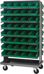 Quantum Storage - 80 Bin Sloping Shelf - 36 Inch Overall Width x 24 Inch Overall Depth x 66 Inch Overall Height, Green Polypropylene Bins - Americas Industrial Supply
