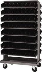 Quantum Storage - 128 Bin Sloping Shelf - 36 Inch Overall Width x 24 Inch Overall Depth x 66 Inch Overall Height, Black Polypropylene Bins - Americas Industrial Supply