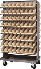 Quantum Storage - 128 Bin Sloping Shelf - 36 Inch Overall Width x 24 Inch Overall Depth x 66 Inch Overall Height, Ivory Polypropylene Bins - Americas Industrial Supply