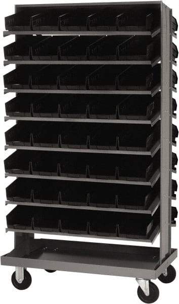 Quantum Storage - 80 Bin Sloping Shelf - 36 Inch Overall Width x 24 Inch Overall Depth x 66 Inch Overall Height, Black Polypropylene Bins - Americas Industrial Supply
