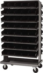 Quantum Storage - 80 Bin Sloping Shelf - 36 Inch Overall Width x 24 Inch Overall Depth x 66 Inch Overall Height, Black Polypropylene Bins - Americas Industrial Supply