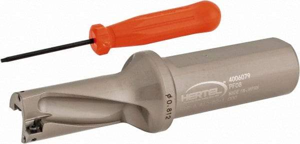 Hertel - 1-5/8" Max Drill Depth, 2xD, 13/16" Diam, Indexable Insert Drill - 2 Inserts, 1" Shank Diam, Straight Shank - Americas Industrial Supply