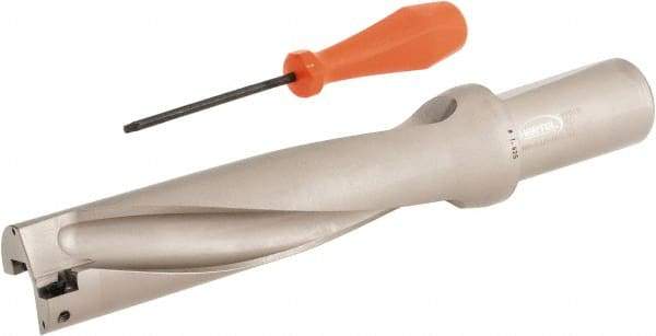 Hertel - 6-1/2" Max Drill Depth, 4xD, 1-5/8" Diam, Indexable Insert Drill - 2 Inserts, 1-1/2" Shank Diam, Straight Shank - Americas Industrial Supply