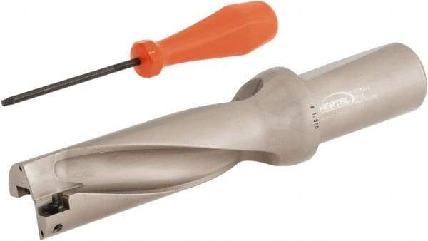 Hertel - 4-1/2" Max Drill Depth, 3xD, 1-1/2" Diam, Indexable Insert Drill - 2 Inserts, 1-1/2" Shank Diam, Straight Shank - Americas Industrial Supply