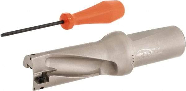 Hertel - 3" Max Drill Depth, 2xD, 1-1/2" Diam, Indexable Insert Drill - 2 Inserts, 1-1/2" Shank Diam, Straight Shank - Americas Industrial Supply