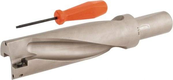 Hertel - 6-3/4" Max Drill Depth, 3xD, 2-1/4" Diam, Indexable Insert Drill - 2 Inserts, 1-1/2" Shank Diam, Straight Shank - Americas Industrial Supply