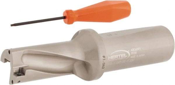 Hertel - 2-1/8" Max Drill Depth, 2xD, 1-1/16" Diam, Indexable Insert Drill - 2 Inserts, 1-1/4" Shank Diam, Straight Shank - Americas Industrial Supply