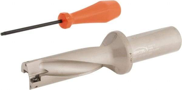 Hertel - 3-9/16" Max Drill Depth, 3xD, 1-3/16" Diam, Indexable Insert Drill - 2 Inserts, 1-1/4" Shank Diam, Straight Shank - Americas Industrial Supply