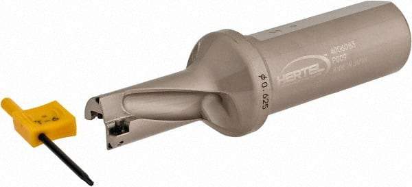 Hertel - 1-1/4" Max Drill Depth, 2xD, 5/8" Diam, Indexable Insert Drill - 2 Inserts, 1" Shank Diam, Straight Shank - Americas Industrial Supply