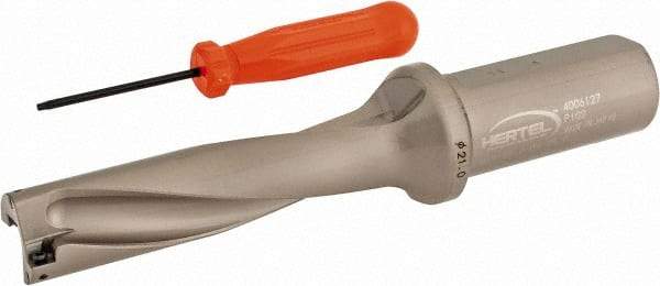 Hertel - 3.3071" Max Drill Depth, 4xD, 0.8268" Diam, Indexable Insert Drill - 2 Inserts, 63/64" Shank Diam, Straight Shank - Americas Industrial Supply